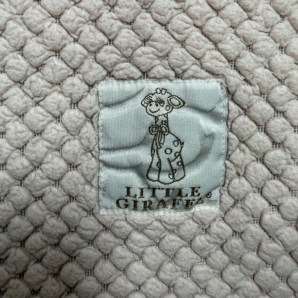 Little Giraffe Pink Baby Blanket Chenille Honeycomb Satin Trim Luxury Nursery